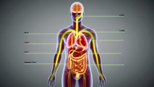 a diagram of a human body and the parts nicotine effects when consumed 
