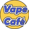 Vape Café logo with yellow background and bold blue text.
