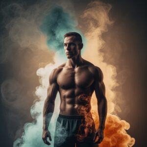 A toned man with lots of muscle definition 