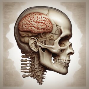 A underdeveloped teenagers' brain inside the skull