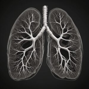 A CT scan of lungs with trapped air in it 