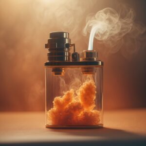 A mysterious type of Vape with orange smoke inside