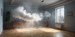 Smoke moving around a room 