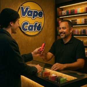 Someone buying a Vape at Vape Cafes store 