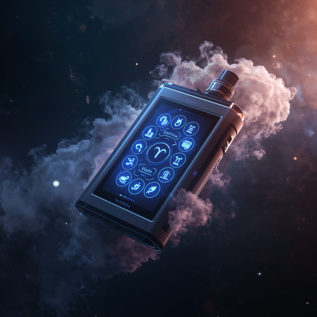 A large horoscopic Vape floating through space